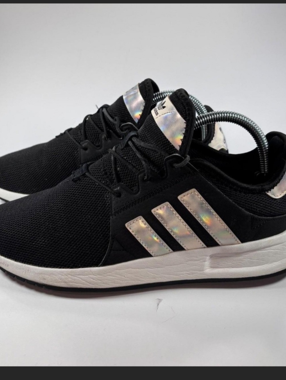 Adidas X_PLR Black Iridescent Stripe Athletic Running Shoes Sneakers Size 7